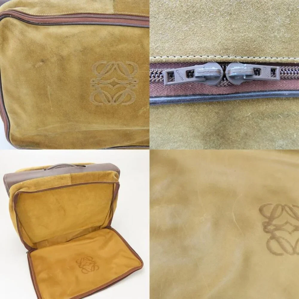 Loewe Business Bag Leather Brown Beige Gold Hardware Attache Case Hard